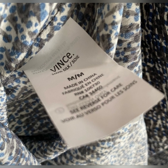 VINCE Silk Shift Static Print Tunic Dress With Pockets Size M - Picture 15 of 16